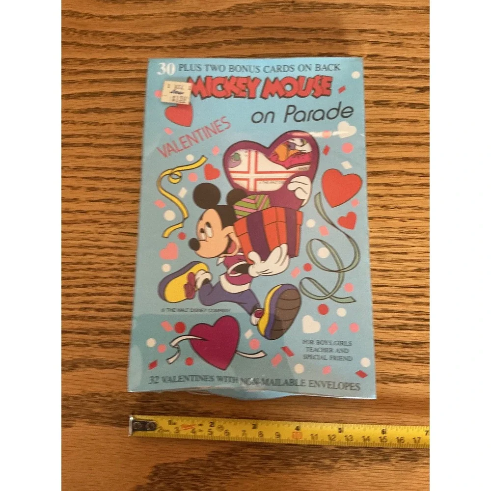 Vintage Disney Mickey Minnie Mouse Valentines Cards Box Grand Award Paper Magic